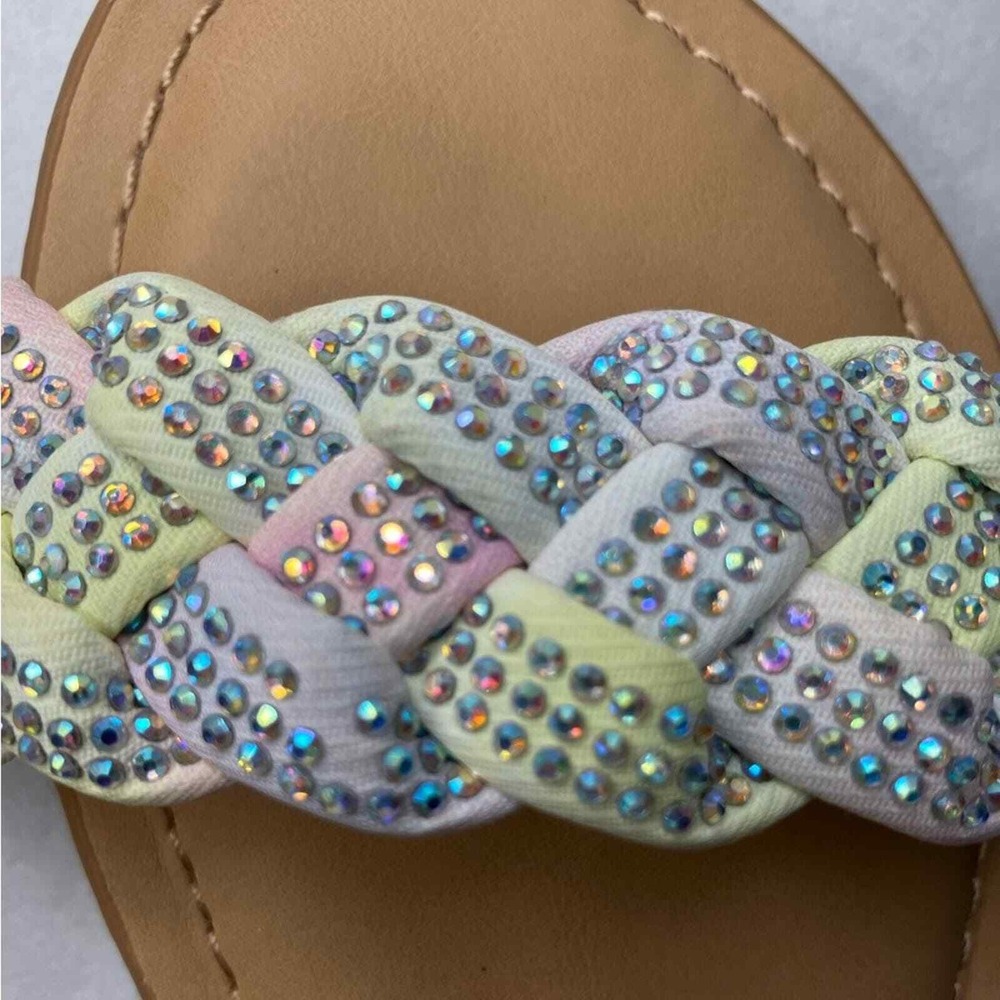 DV Dolce Vita Cristal girls Easter Flip-Flop tie dye dress shoes sparkle slip on - Picture 2 of 6